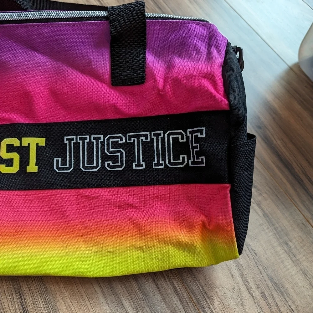 Justice duffle bag. Youth neon colored duffle bag. Justice brand bag.